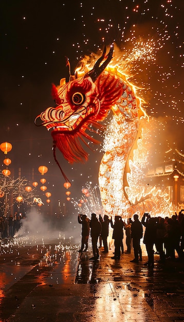 Photo a dragon shape fireworks