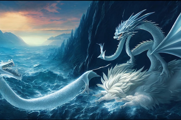 Dragon in Under Water Concept Art Illustration