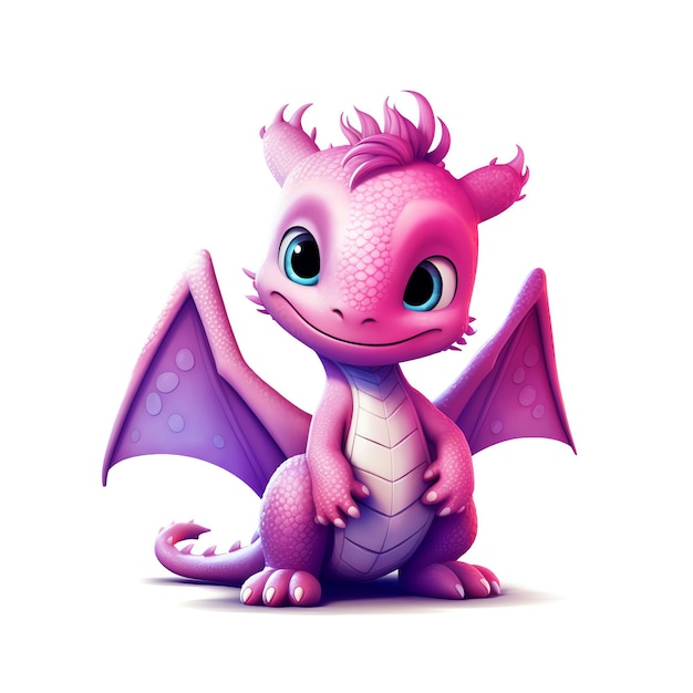 dragon on white background Cute Funny Dragon in Cartoon Style