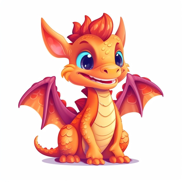 dragon on white background Cute Funny Dragon in Cartoon Style