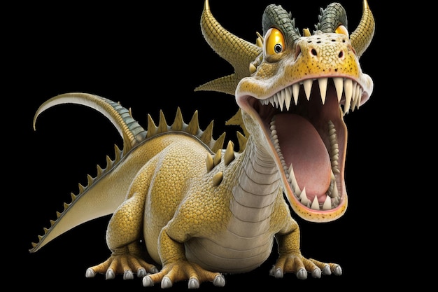 A dragon with a big mouth that has a big mouth and a big mouth 3d render generative ai