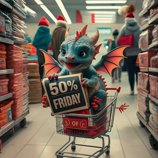 Photo dragon with black friday cute baby dragon and black friday