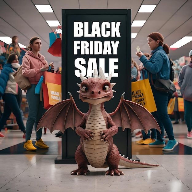 Photo dragon with black friday cute baby dragon and black friday