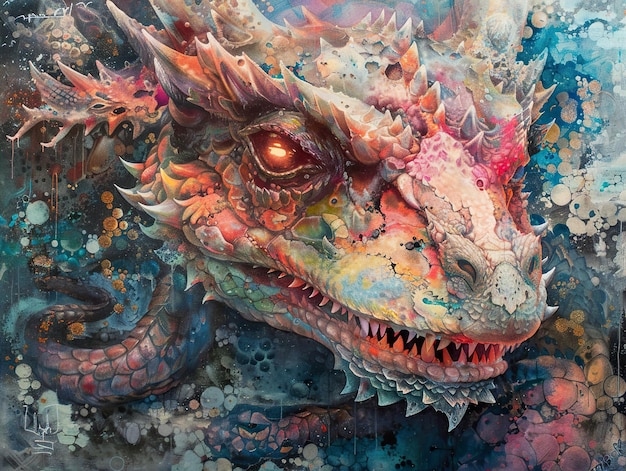 Photo a dragon with the eyes of a dragon painted on it