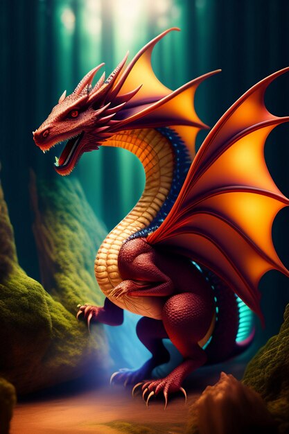 Dragon with fantasy artificial intelligence image