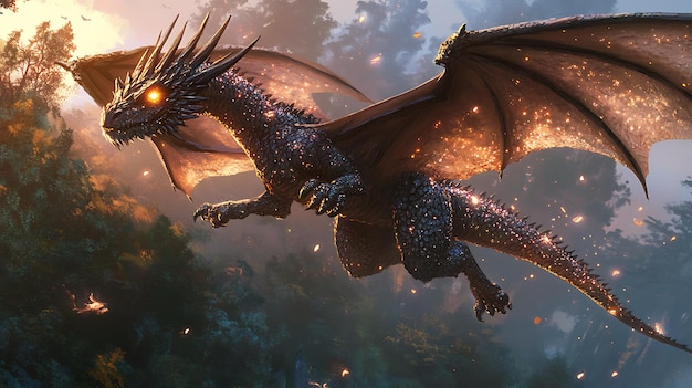 a dragon with a glowing orange glow