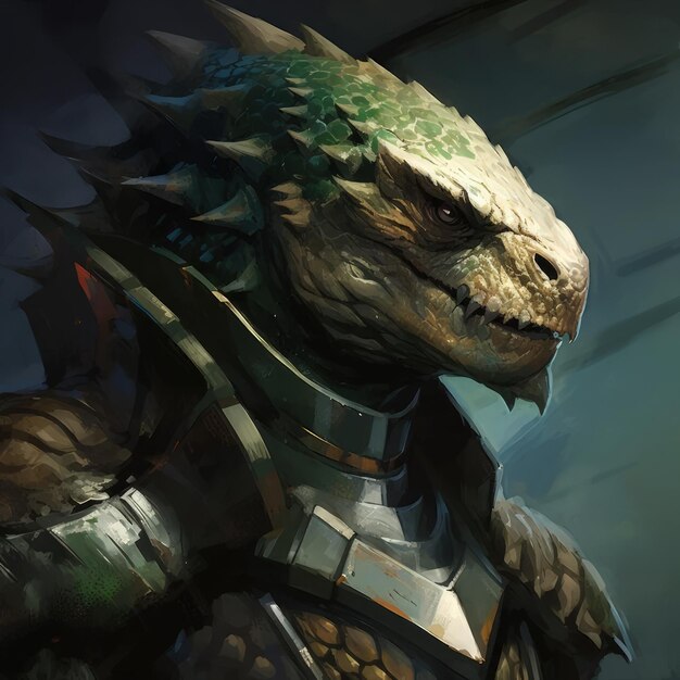 Photo a dragon with a green head and a dragon on the chest