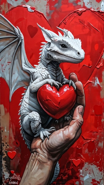 Photo a dragon with a heart that says quot dragon quot on it