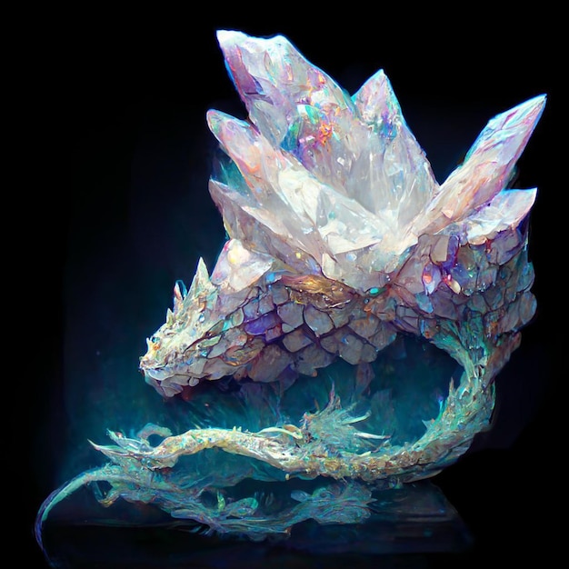 A dragon with a large crystals on its head