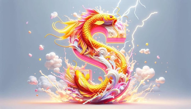 a dragon with a large letter s in the middle of it