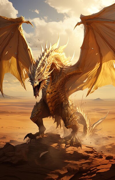 a dragon with a mountain in the background