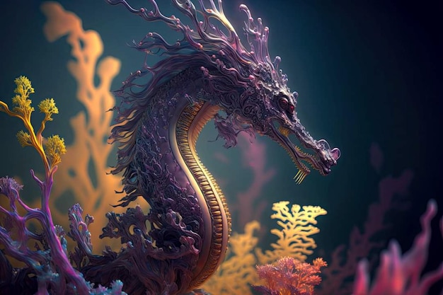 A dragon with a purple background and the word dragon on it.