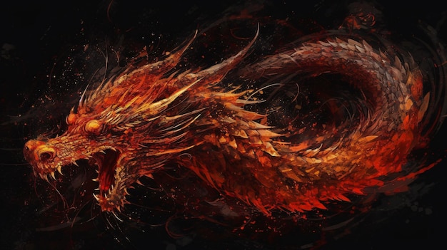 A dragon with a red feather on its head