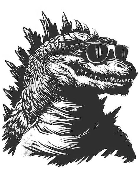 Photo a dragon with sunglasses on his head