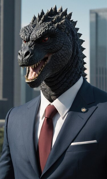 a dragon with a tie and a tie that says dragon on it