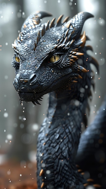 Photo a dragon with yellow eyes and orange eyes is shown in a picture