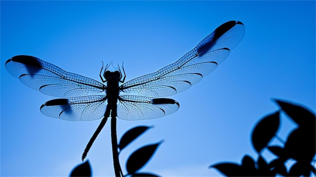 Dragonfly against a blue sky