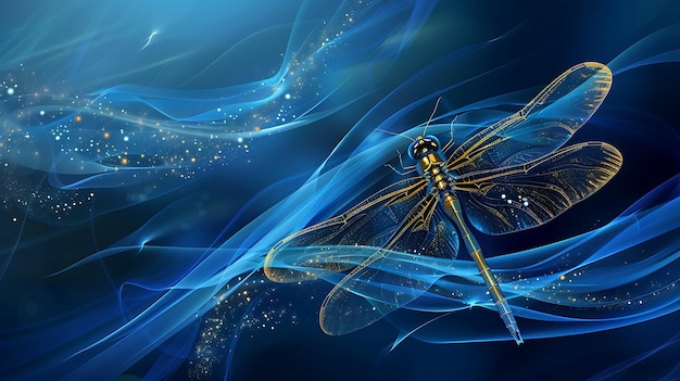 dragonfly on a blue background with a dragonfly