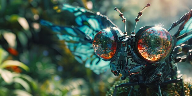 Photo dragonfly cinematic digital art of a cybernetic