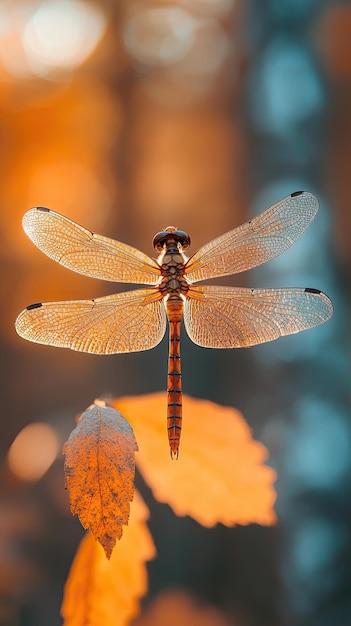 Dragonfly isolated on autumn background