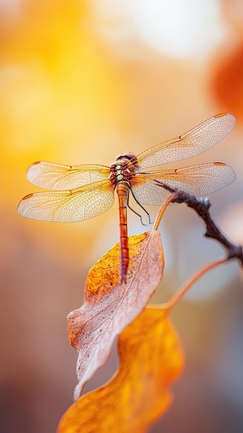 Dragonfly isolated on autumn background