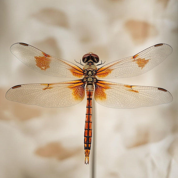 Dragonfly isolated on paper background