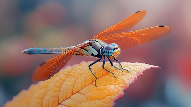 Dragonfly on a Leaf Illustration