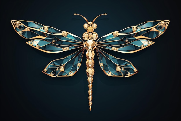 a dragonfly made of gold and blue gems