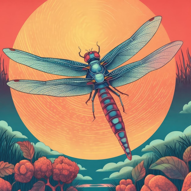 dragonfly risograph ai generative