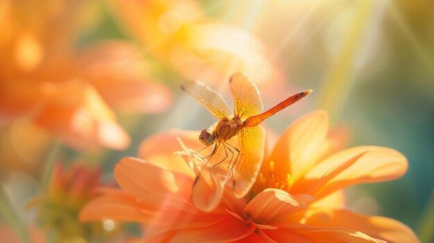 dragonfly on a vibrant flower petal