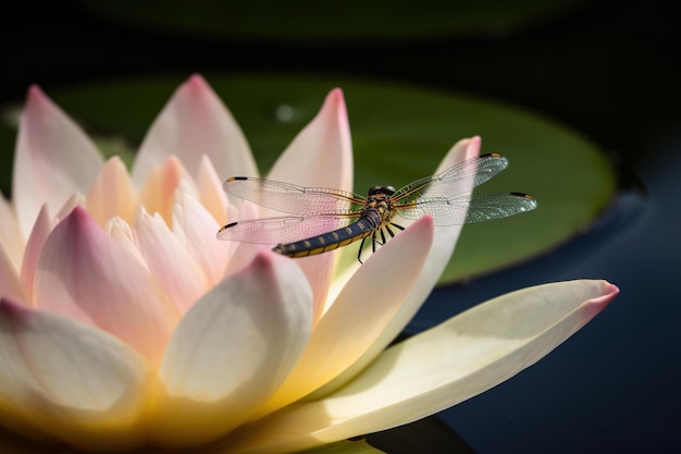 Dragonfly on a water lily