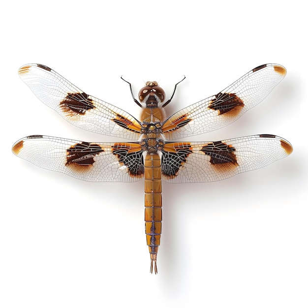 Photo dragonfly wings spread on white background