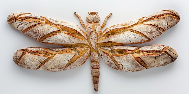 Photo dragonflyshaped bread in real photography