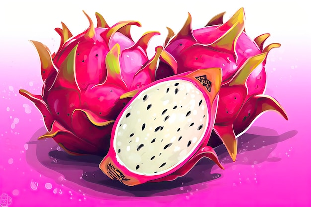 Dragonfruit Illustration Fruit illustrationGenerative AI