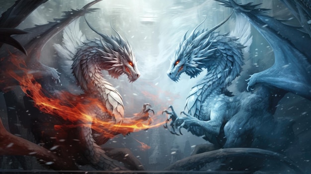 dragons that are fighting with fire