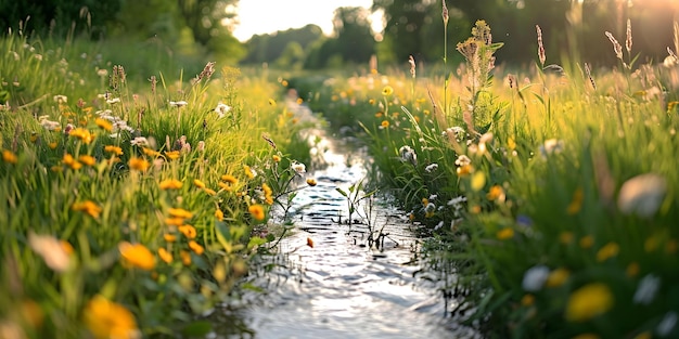 A drainage channel in Polish fields Concept Rural Landscapes Environmental Concerns Farming Practices Water Management Drainage Systems