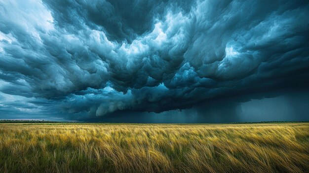 Drama Unfolding Thunderclouds Roll Above Vast Plain Portending Stormy Weather and Heightened Tension in the Air