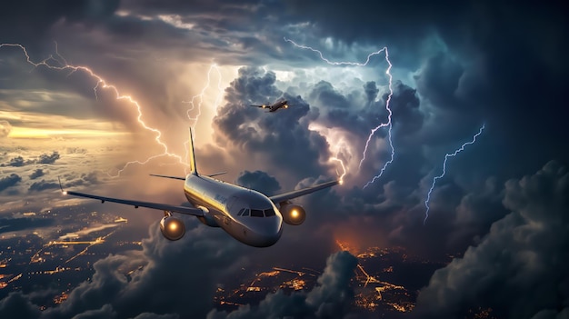 Dramatic aerial thunderstorm view