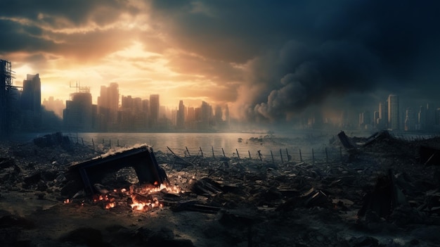 Dramatic apocalyptic background judgment day end of world complete destruction of planet Earth