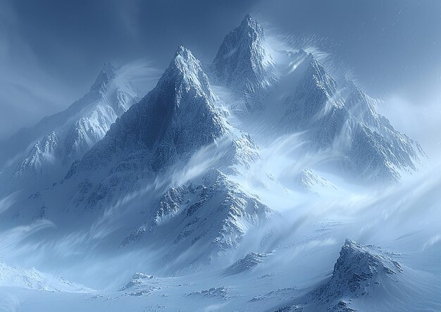 Dramatic Blizzard Engulfing Mountain Range