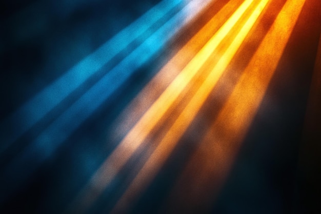 Photo dramatic blue and orange stage lights beaming across a theater stage for a live concert performance