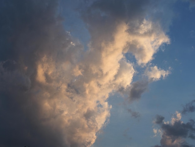 Dramatic blue sky at sunset with clouds background