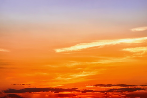 Dramatic bright colorful clouds illuminated by the evening sun