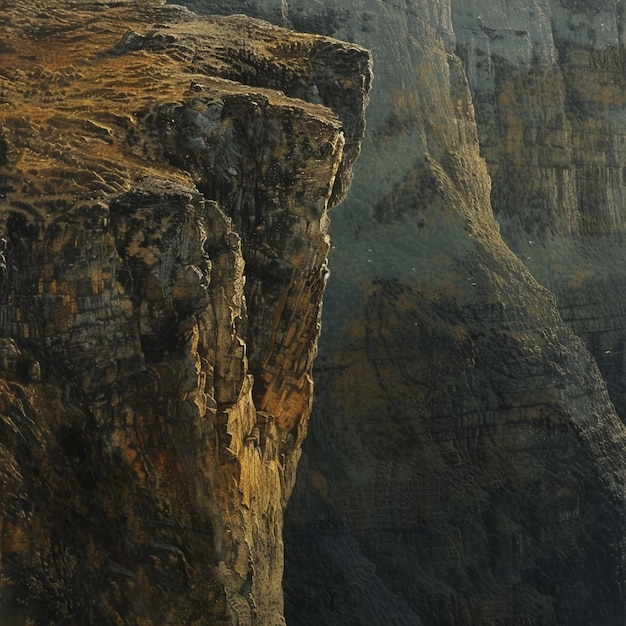 A dramatic cliff face jutting out from a mountain