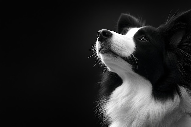 Photo dramatic dog in black and white photo