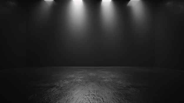 Photo dramatic empty stage with spotlights in black and white