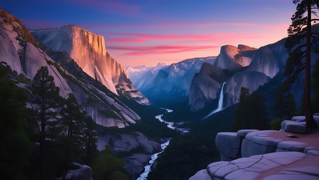 Dramatic Foggy Sunrise over Yosemites Majestic Cliffs