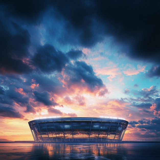 Dramatic Football Stadium Dusk Sky Beach Landscape