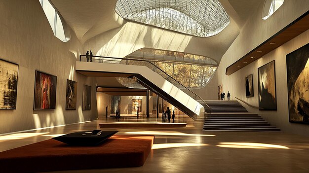 Photo dramatic grand museum atrium with a stunning design