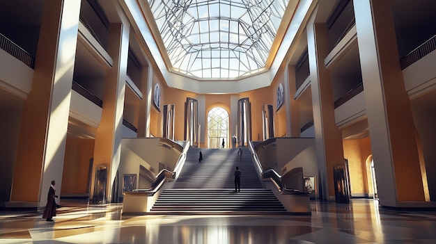 Photo dramatic grand museum atrium with a stunning design